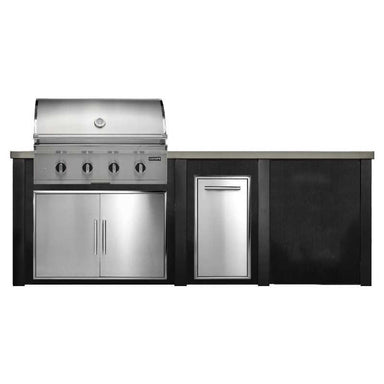 Haven 8 Ft. Outdoor Kitchen Island w/ Coyote CL-Series 36-Inch Grill, 36-Inch Double Door, & Trash Center - Brushed Black