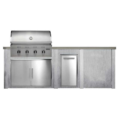 Haven 8 Ft. Outdoor Kitchen Island w/ Coyote Cl-Series 36-Inch Grill, 36-Inch Double Door, & Trash Center - Harbor Gray