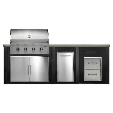 Haven 8 Ft. Outdoor Kitchen Island w/ Coyote CL 36-Inch Grill, 36-Inch Double Door, Trash Center & Double Drawer - Brushed Black