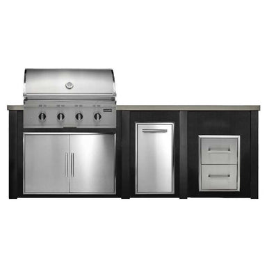 Haven 8 Ft. Outdoor Kitchen Island w/ Coyote CL 36-Inch Grill, 36-Inch Double Door, Trash Center & Double Drawer - Brushed Black