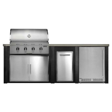 Haven 8 Ft. Outdoor Kitchen Island w/ Coyote CL-Series 36-Inch Grill, 36-Inch Double Door, Trash Center & 24-Inch Refrigerator - Brushed Black