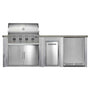 Haven 8 Ft. Outdoor Kitchen Island w/ Coyote CL-Series 36-Inch Grill, 36-Inch Double Door, Trash Center & 24-Inch Refrigerator - Harbor Gray