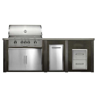 Haven 8 Ft. Outdoor Kitchen Island w/ Coyote SL Series 36-Inch Grill, 36-Inch Double Door, Trash Center & Double Drawer - Antique Bronze