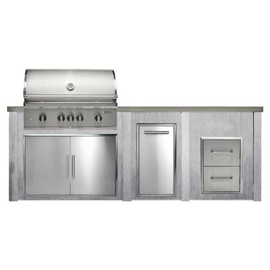 Haven 8 Ft. Outdoor Kitchen Island w/ Coyote SL Series 36-Inch Grill, 36-Inch Double Door, Trash Center & Double Drawer - Harbor Gray