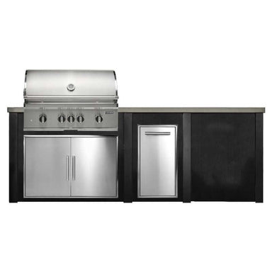 Haven 8 Ft. Outdoor Kitchen Island w/ Coyote SL-Series 36-Inch Grill, 36-Inch Double Door, & Trash Center - Brushed Black
