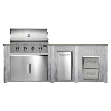 Haven 8 Ft. Outdoor Kitchen Island w/ Coyote CL Series 36-Inch Grill, 36-Inch Double Door, Trash Center & Double Drawer - Harbor Gray