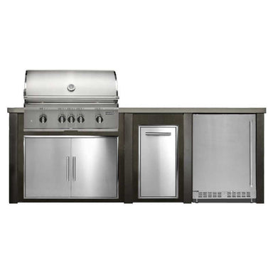 Haven 8 Ft. Outdoor Kitchen Island w/ Coyote SL-Series 36-Inch Grill, 36-Inch Double Door, Trash Center & 24-Inch Refrigerator - Antique Bronze