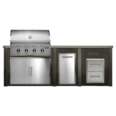 Haven 8 Ft. Outdoor Kitchen Island w/ CL Coyote 36-Inch Grill, 36-Inch Double Door, Trash Center & Double Drawer - Antique Bronze