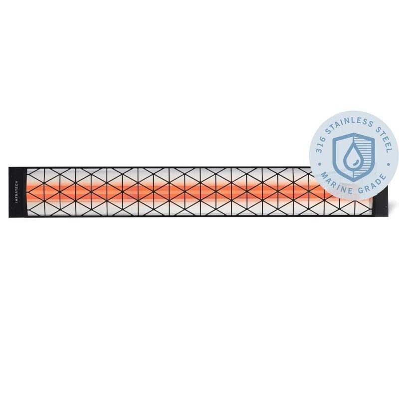 Infratech Contemporary Motif 4000W Dual Element Heater Black Front View