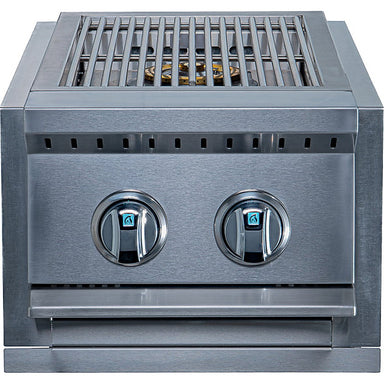 Jupiter Double Side Burner built-in stainless steel unit with dual 12,000 BTU brass burners