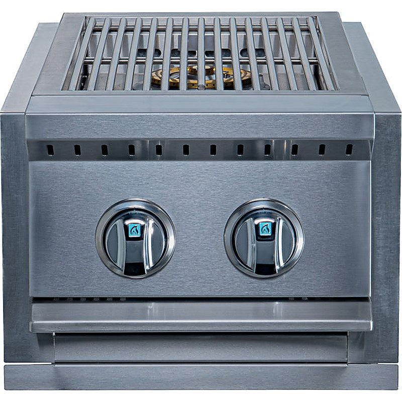 Jupiter Double Side Burner built-in stainless steel unit with dual 12,000 BTU brass burners