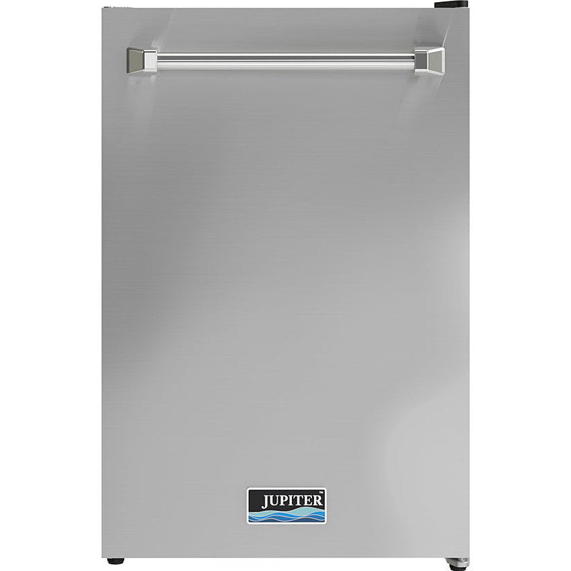 Jupiter outdoor rated stainless steel refrigerator with full-width bar handle