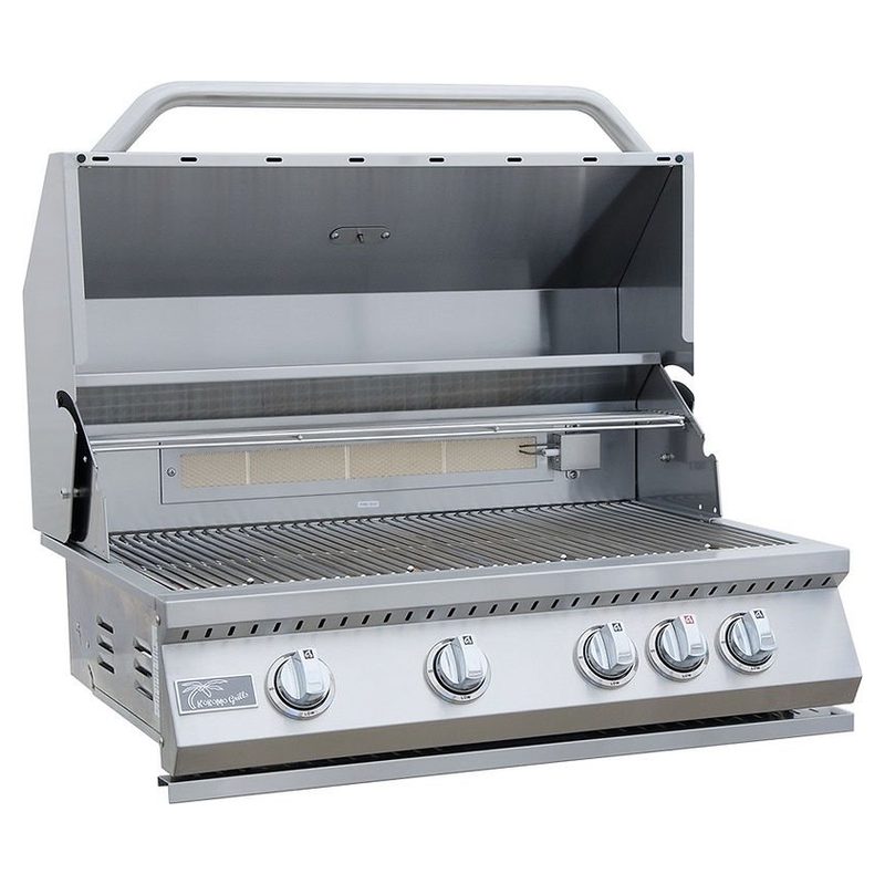 Kokomo Grills St. John 7 Ft 6 In BBQ Island with High Bar & Lights | 32-Inch Built-In Grill Open Front