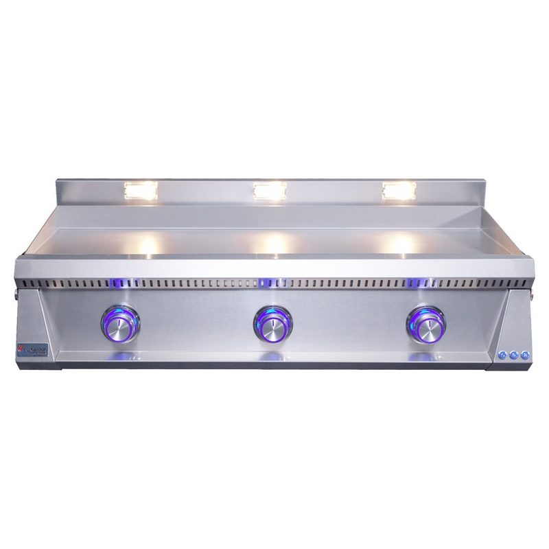 Le Griddle Pro Series 105 Blue LED Knobs OFF Position Front View — OML105P3