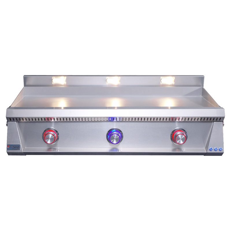 Le Griddle Pro Series 105 Mixed Red and Blue LED Knobs Multiple Zone Control Front View — OML105P3