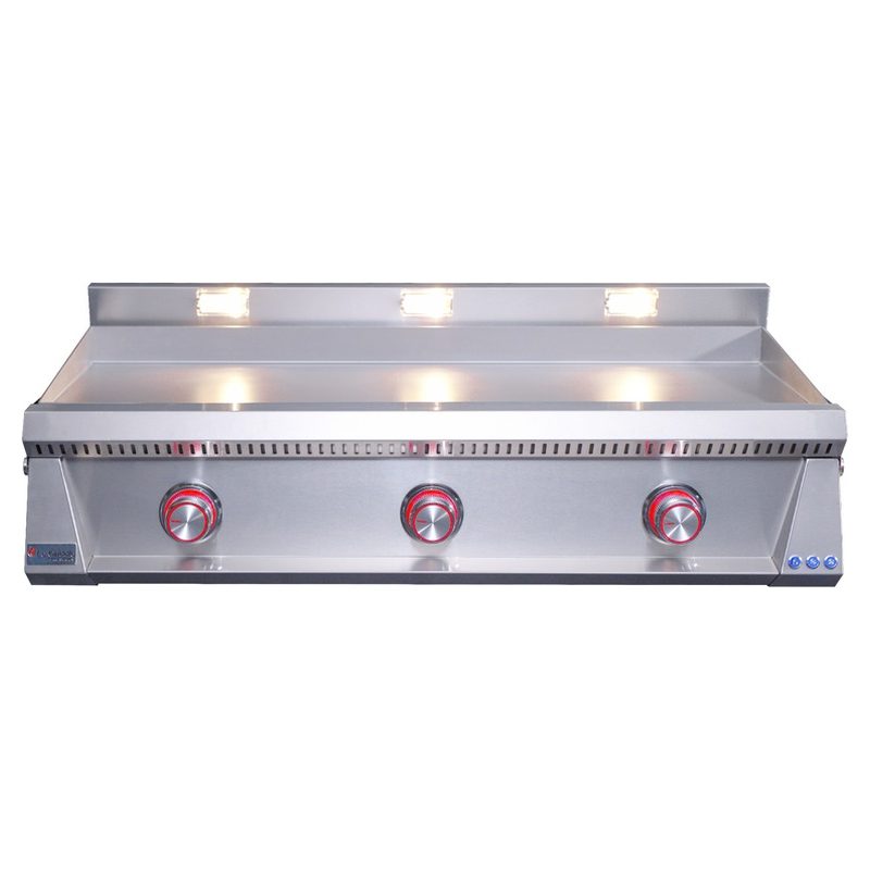 Le Griddle Pro Series 105 Red LED Knobs ON Position Front View — OML105P3
