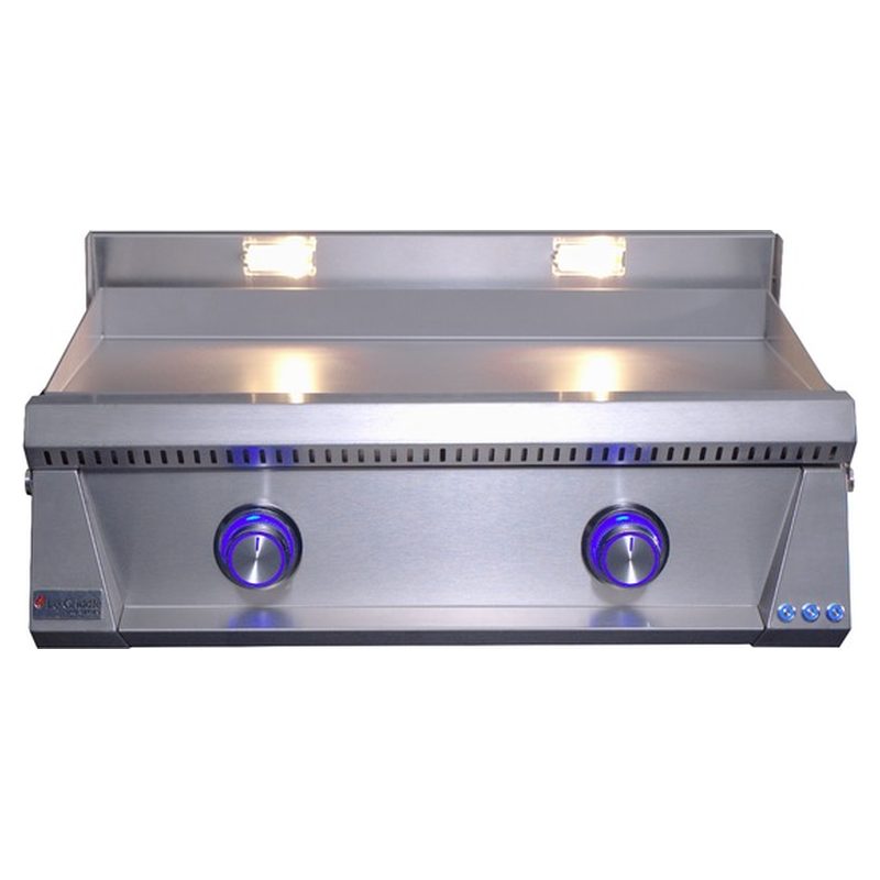 Le Griddle Pro Series 75 Blue LED Knobs OFF Position Front View — OML75P3