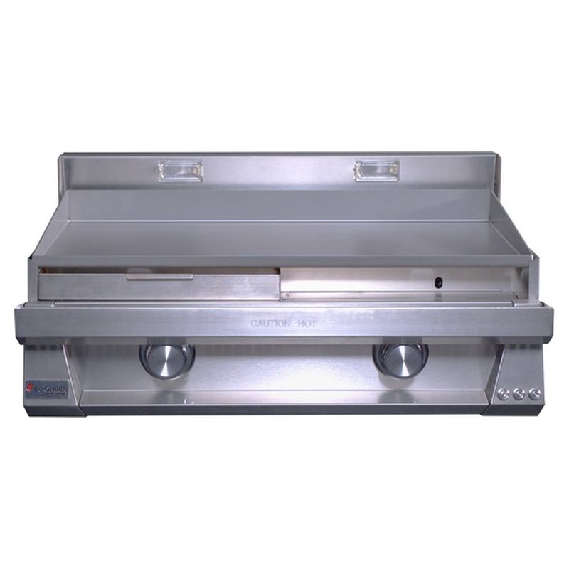 Le Griddle Pro Series 75 Lid Fully Open Cooking Surface Exposed Front View — OML75P3