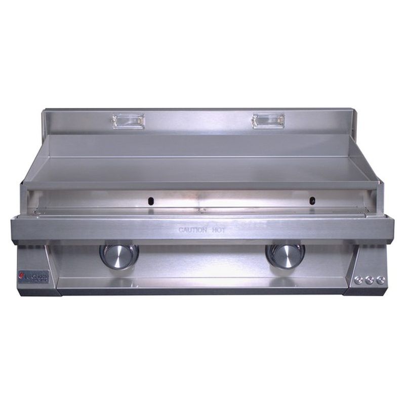Le Griddle Pro Series 75 Lid Half Open Front View Cooking Surface Revealed — OML75P3