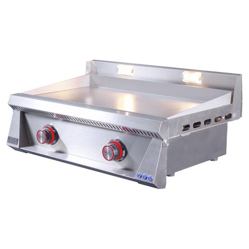 Le Griddle Pro Series 75 Red LED Knobs ON Position Angle View — OML75P3