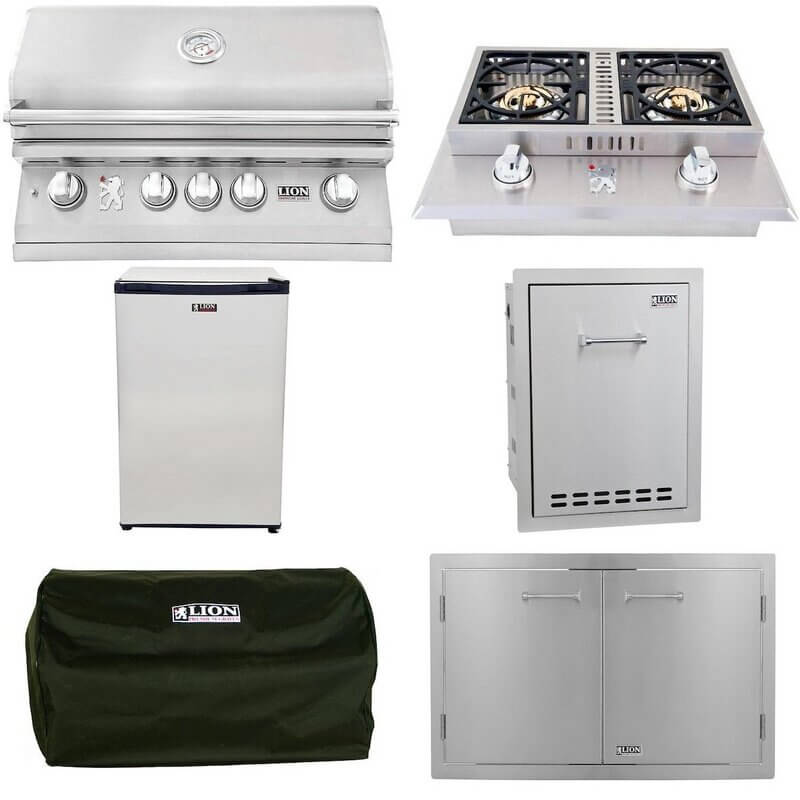 Lion 5-Piece L90000 40-Inch 5-Burner Gas Grill Outdoor Kitchen Package