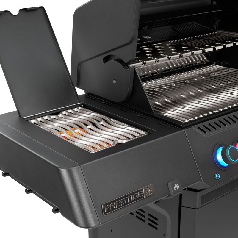 Napoleon Prestige Phantom 500 Infrared SIZZLE ZONE Side Burner — Open for Searing