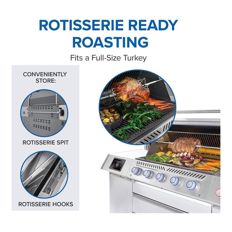 Napoleon Prestige PRO 665 Elite Included Rotisserie Kit with Rear Infrared Burner
