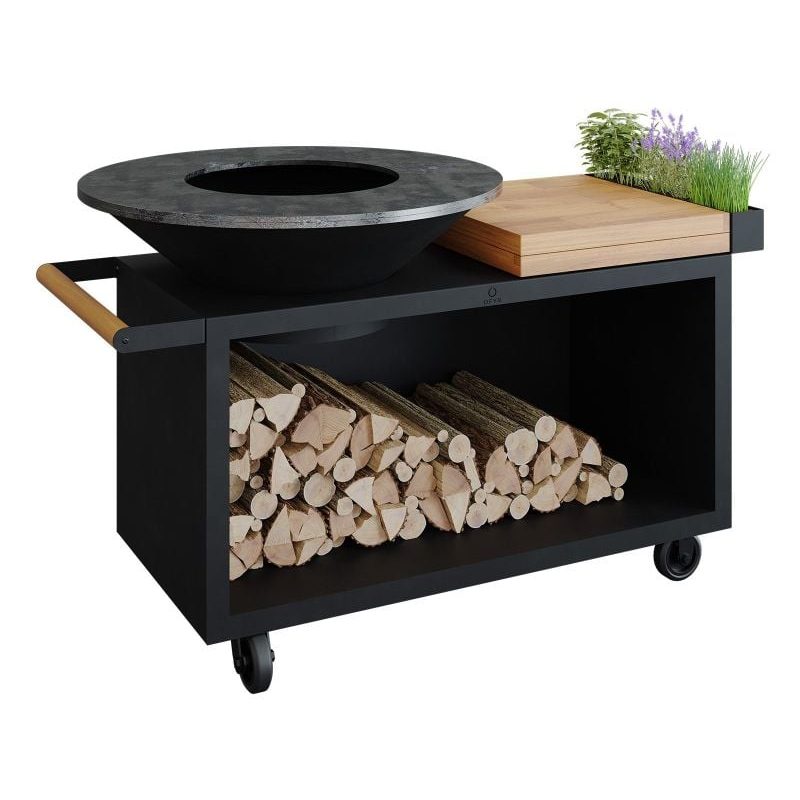 OFYR Island Black 100 PRO Teak Wood Outdoor Kitchen