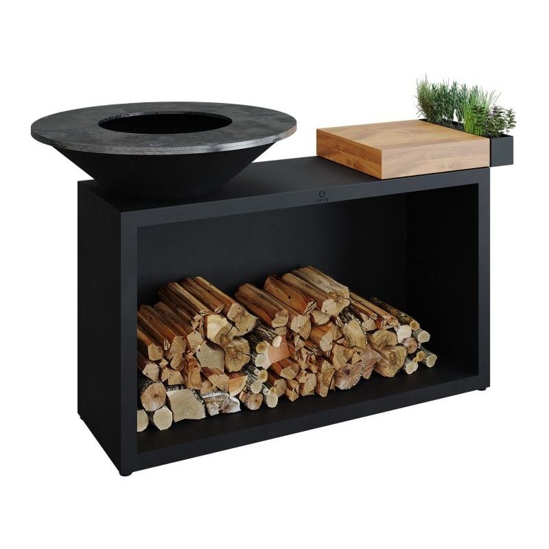 OFYR Island Black 85 Teak Wood Outdoor Kitchen