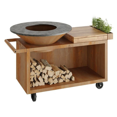 OFYR Island Corten 100 PRO Teak Wood Outdoor Kitchen