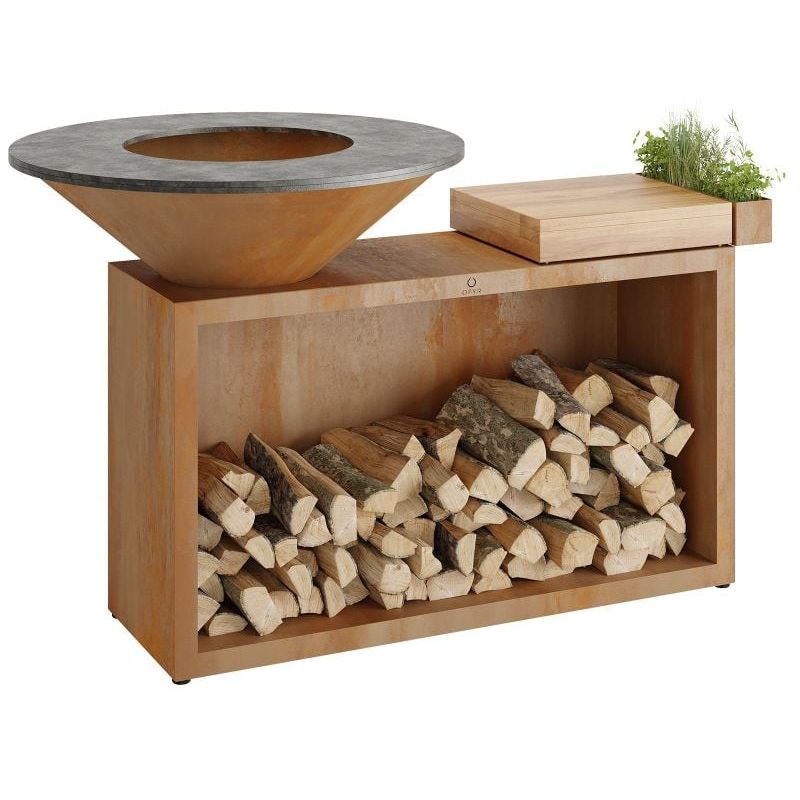 OFYR Island Corten 85 Teak Wood Outdoor Kitchen