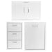 PCM 3-Piece Outdoor Kitchen Storage Package with Traditional Handles | 3-Piece 32" Double Door + Triple Drawer + Trash Bin | Made in USA, 304 Stainless Steel