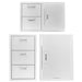 PCM 3-Piece Outdoor Kitchen Storage Package with Traditional Handles | 3-Piece 32" Double Door + Single Door + Triple Drawer | Made in USA, 304 Stainless Steel