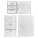 PCM 3-Piece Outdoor Kitchen Storage Package with Traditional Handles | 3-Piece 39" Door & Triple Drawer Combo + Triple Drawer + Single Door | Made in USA, 304 Stainless Steel