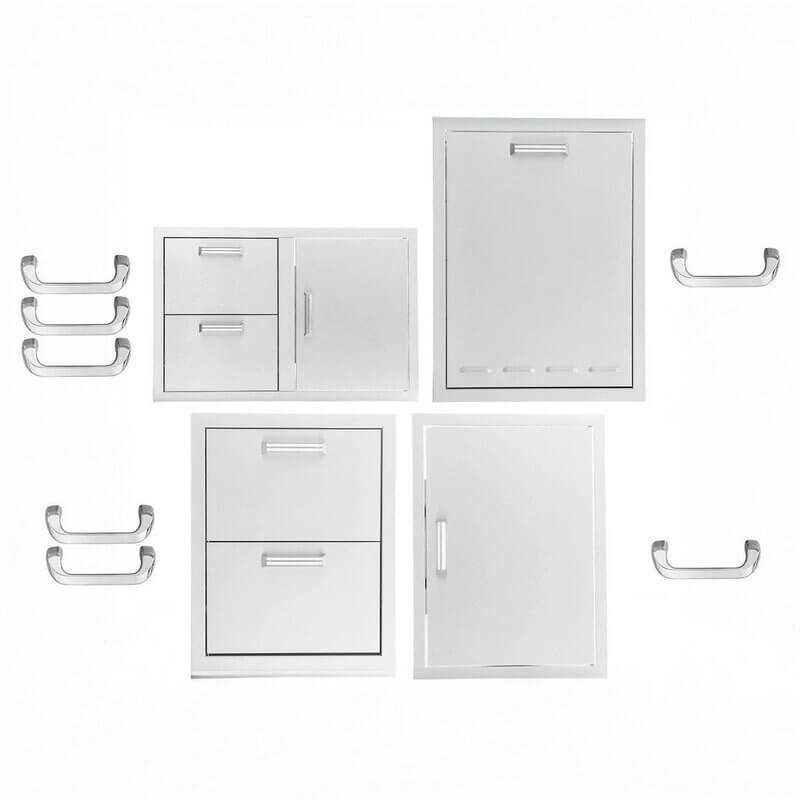 PCM 4-Piece Outdoor Kitchen Storage Package — Both Traditional & Contempo Handles Included | Made in USA