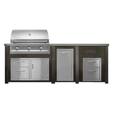Haven 8 Ft. Outdoor Kitchen Island | Artisan Series 36" Grill, Combo, Trash Drawer, Double Drawer
