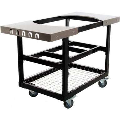 Primo PG00320 Steel Cart With Stainless Steel Side Tables For Oval Junior - Full Side View