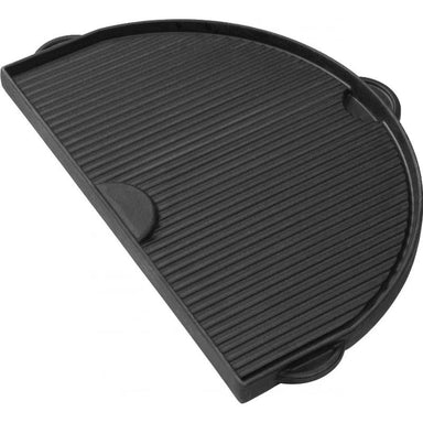 Primo PG00365 Half Moon Cast Iron Griddle For Oval Large - Grooved Side