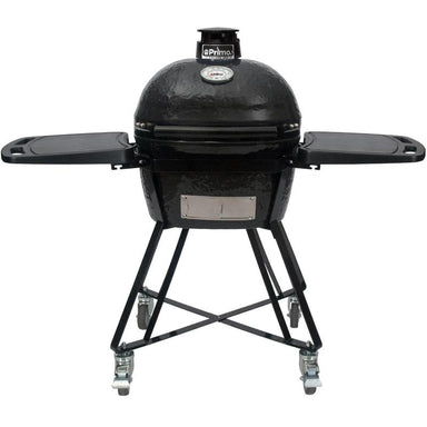 Primo PGCJRC All-In-One Oval Junior 200 Ceramic Kamado Grill With Cradle, Side Shelves And Stainless Steel Grates
