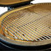 Primo PGCJRH Oval Junior 200 Ceramic Kamado Grill On Countertop Cypress Table With Stainless Steel Grates - Stainless Steel Grate in Kamado