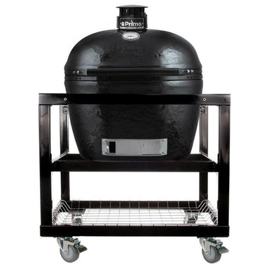 Primo PGCXLH Oval XL 400 Ceramic Kamado Grill On Cart With Stainless Steel Grates