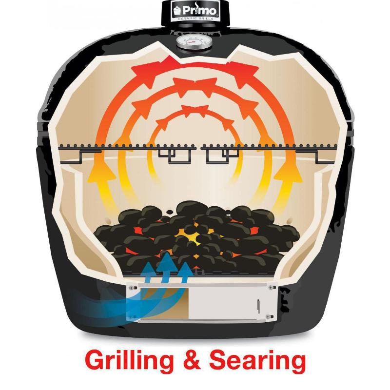 Primo Round Ceramic Kamado Grill | Grilling And Searing Configuration