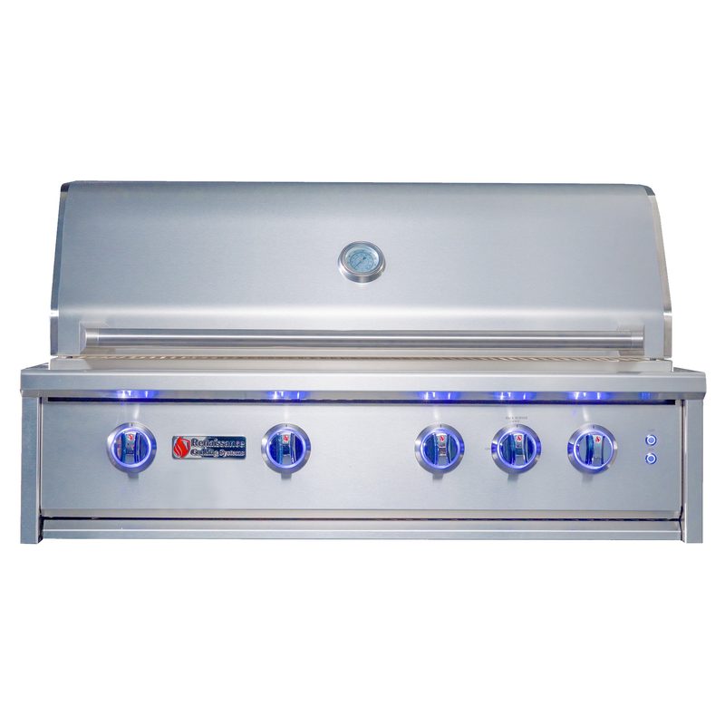 RCS 38-Inch Cutlass Elite Built-In Gas Grill CEG38 Closed Hood Blue LED Knobs