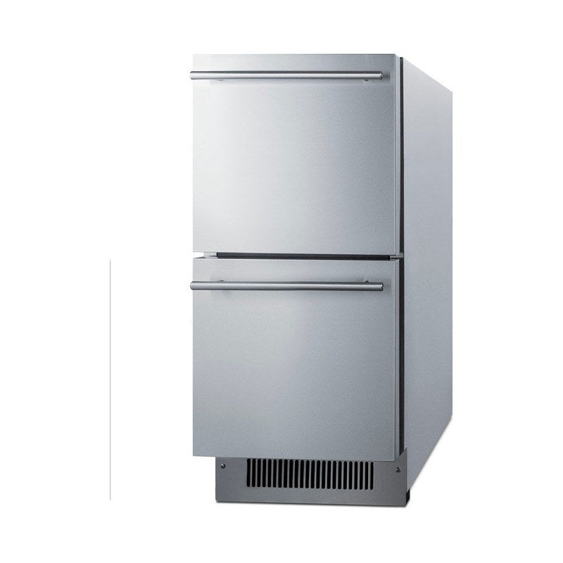 Summit ADRD15 stainless 2-drawer refrigerator shown from a second angle