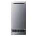Summit BIM271OS 15-inch drain-free outdoor icemaker, stainless steel cabinet and louvered grille, front view