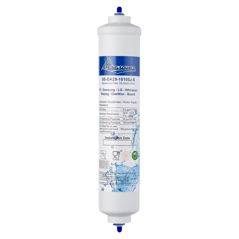 Summit BIM271OS 15-inch drain-free outdoor icemaker, inline water filter cartridge, detail view