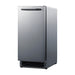Summit BIM27OSADA 15-inch ADA height drain-free outdoor icemaker, stainless steel cabinet, angled view
