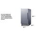 Summit BIM47OS 15-inch built-in outdoor clear icemaker, dimensioned line drawing