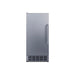 Summit BIM47OSADA 15-inch ADA height built-in outdoor clear icemaker, stainless steel cabinet and louvered grille, front view