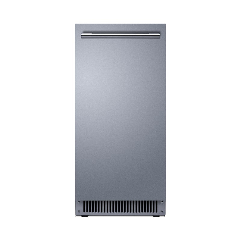 Summit BIM63OSADA 15-inch ADA height outdoor clear icemaker, stainless steel door and louvered grille, front view